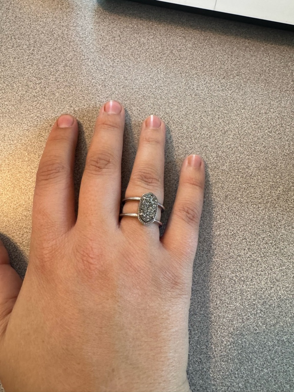 Kendra Scott Silver Druzy Double Band Ring